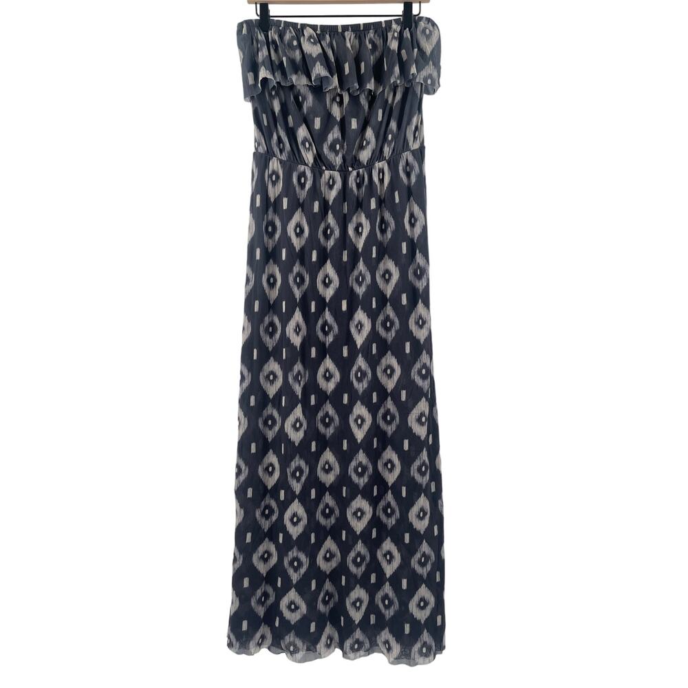 SWEET PEA Dress Size Large Maxi Long Y2000s 2K Strapless Gray Lightweight Ruffle